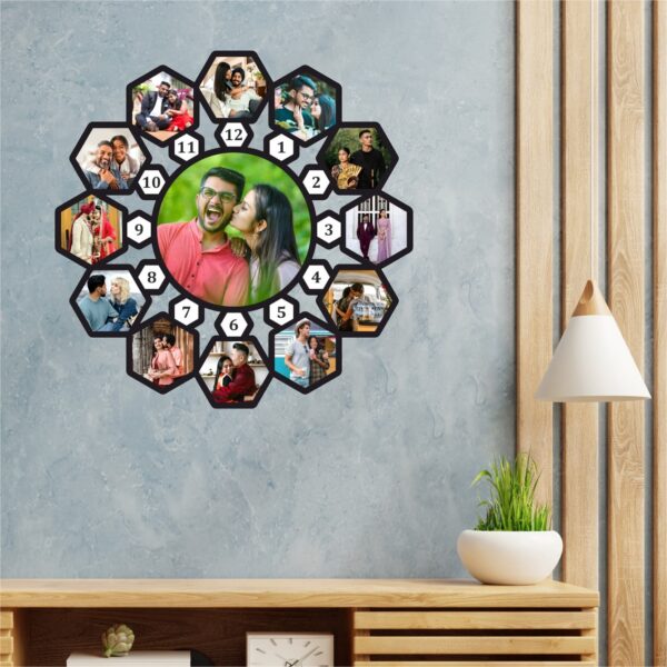 Customized Gifts Online | Hexagon Wall Clock with Photos