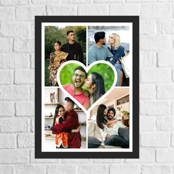 5 Photos frame with Heart in center | Wall Decore | Surprise gifts for loved ones | Gifts for husband | Gifts for wife